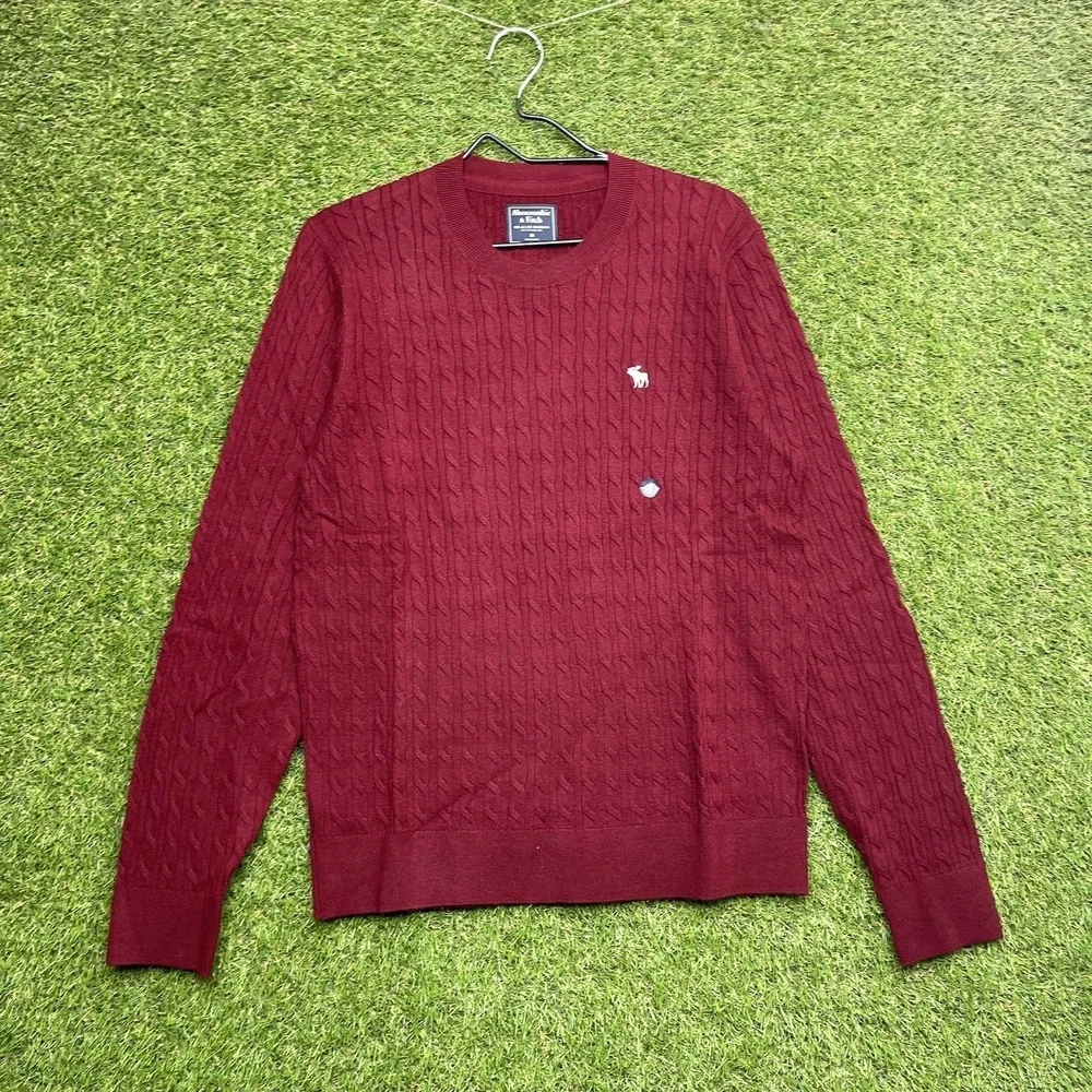 Abercrombie & Fitch Merino Wool Sweater Mens Medium Cable Knit Dress Preppy